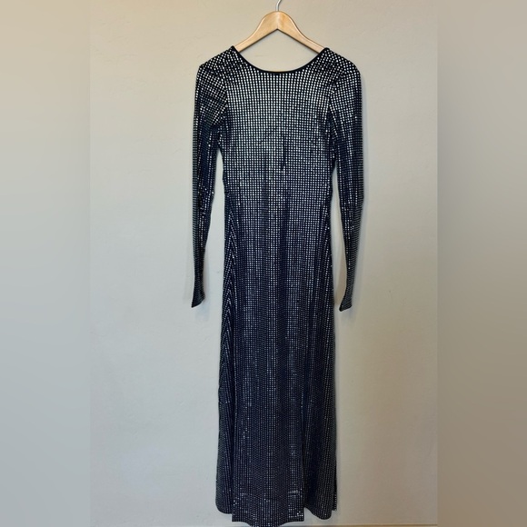 We Wore What Women's 2 Backless Evening Gown Crystal Spandex Maxi Dress Black - Picture 8 of 16